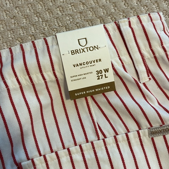 Brixton Vancouver Pant - NEW WITH TAGS Women's size 30 red striped NWT - Picture 3 of 10